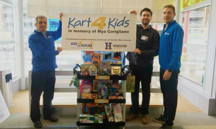 Hamilton Men's Soccer helps launch the Kart 4 Kids at Golisano Children's Hospital